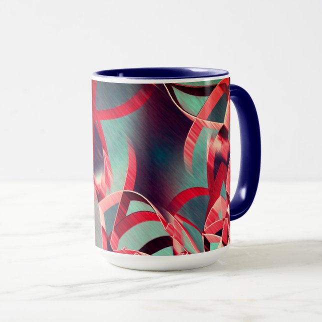 Röda ränder över grått eller blått, skrumpna bilde mugg (Framsida höger)