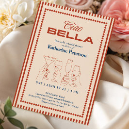 RÖDA Ränder RETRO Bröllopsdusch Inbjudningar