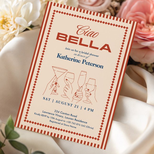 RÖDA Ränder RETRO Bröllopsdusch Inbjudningar (Skapare uppladdad)