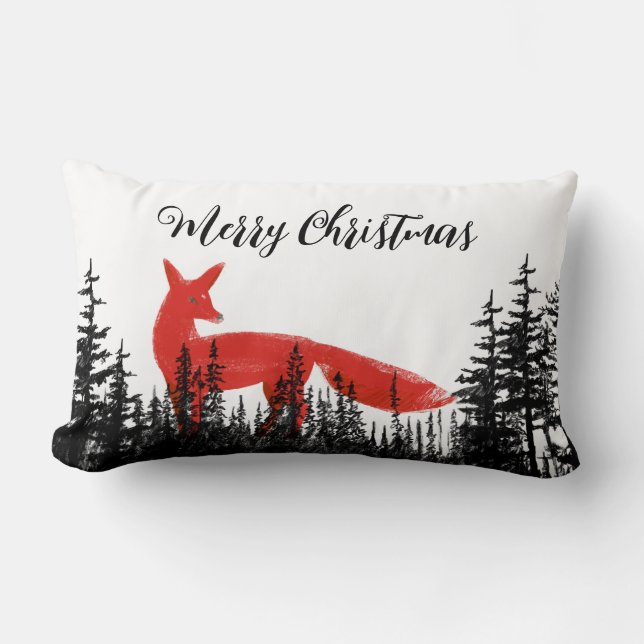 Röda rävar i Gräs God jul Lumbarkudde (Framsida)