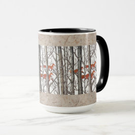 Röda rävar i Skogen Art Rustic Lete LG-kaffe Mugg