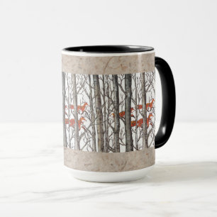 Röda rävar i Skogen Art Rustic Lete LG-kaffe Mugg