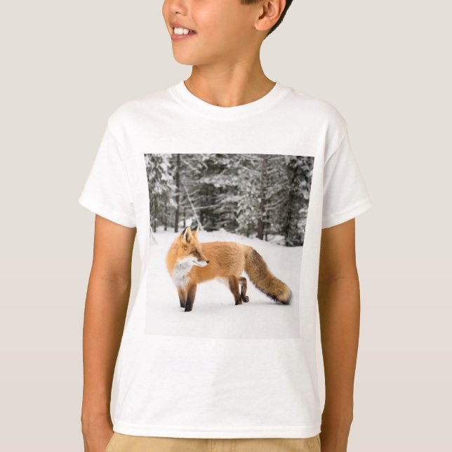 Röda rävar i vita Snö T Shirt (Framsida)