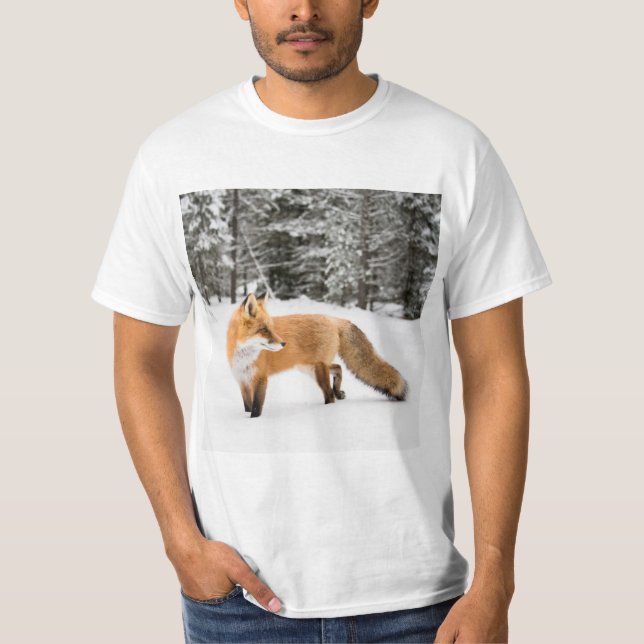 Röda rävar i vita Snö T Shirt (Framsida)