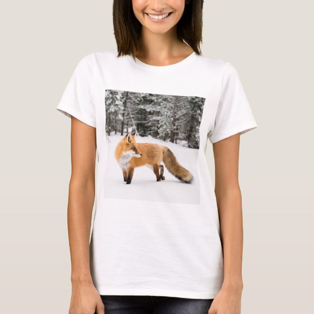 Röda rävar i vita Snö T Shirt (Framsida)