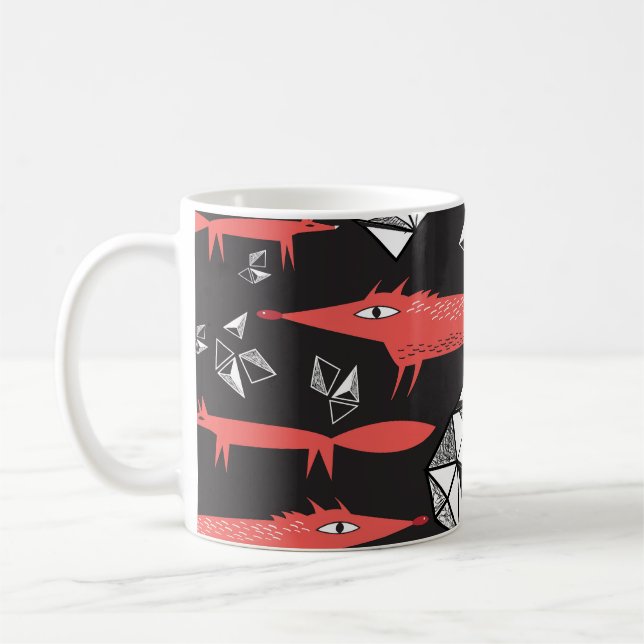 Röda rävar: Mörkens bakgrundsfärglös. Kaffemugg (Vänster)