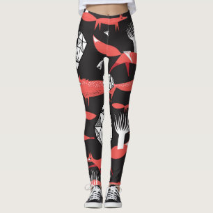 Röda rävar: Mörkens bakgrundsfärglös. Leggings