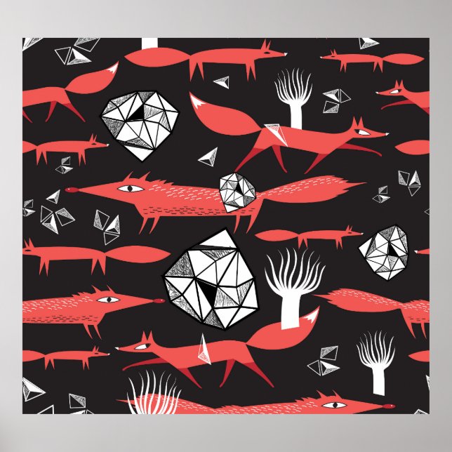 Röda rävar: Mörkens bakgrundsfärglös. Poster (Framsidan)