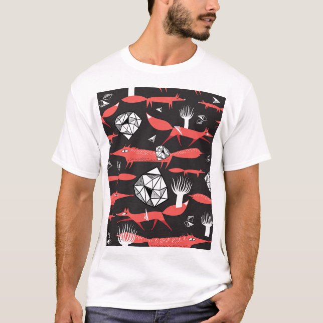 Röda rävar: Mörkens bakgrundsfärglös. T Shirt (Framsida)