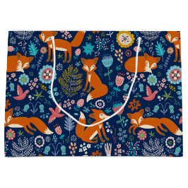 Röda rävar och blommor mönster