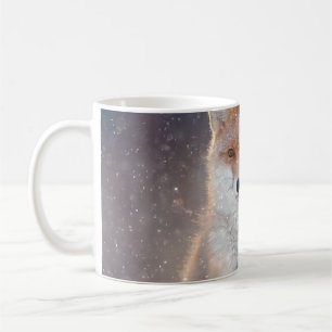 Röda rävar, vinterskog, scenbild. kaffemugg