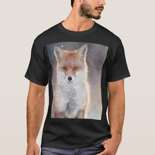 Röda rävar, vinterskog, scenbild. t shirt (Framsida)