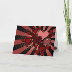 Röda Retro hjärtavalentin dag Helgkort