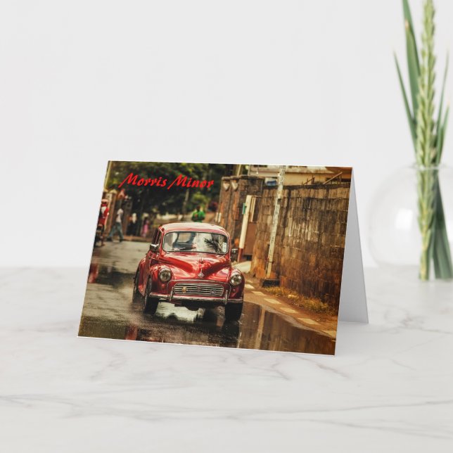 Röda RetroMobile. Morris minderårig Kort (Framsida)