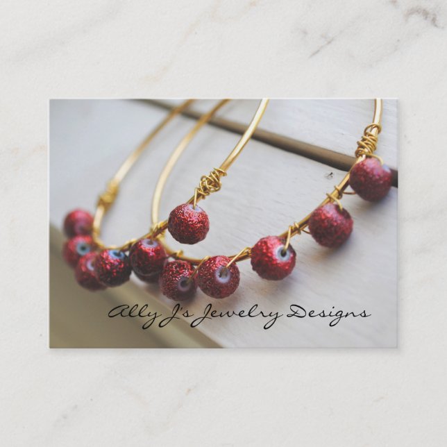 Röda ringörhängevisitkortar visitkort (Framsida)