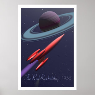 Röda Rocketship Poster