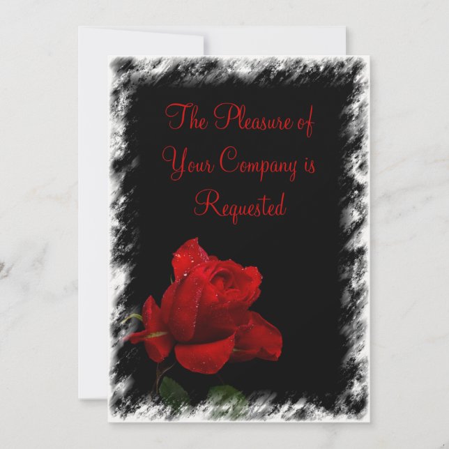 Röda Röd ros bröllopsinbjudan Inbjudningar (Framsida)