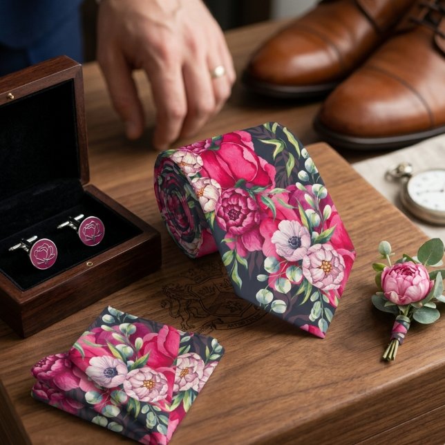 Röda Rosa Blommor Slips (Skapare uppladdad)