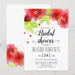 Röda, rosa eteriska blommor bröllop bröllopsdusch inbjudningar