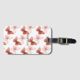 Röda Rosa Fjärilar Bagagebricka