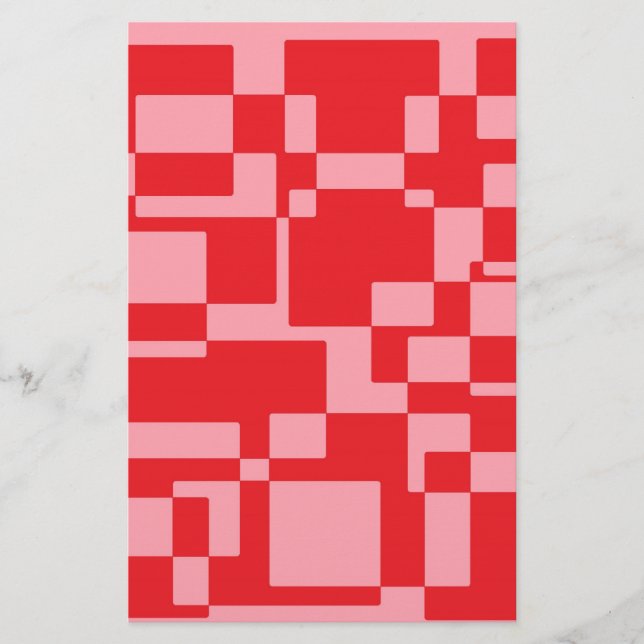 Röda rosa fyrkanter brevpapper (Framsida)