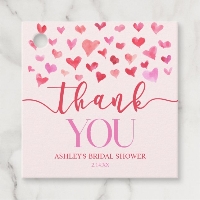 Röda Rosa Hjärtan Bröllopsfest  Gåvor Etiketter (Framsida)