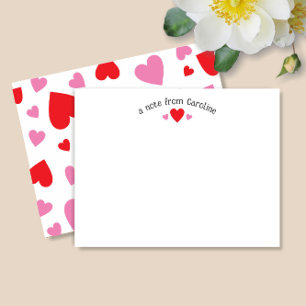 Röda & Rosa Hjärtan Söt Tjejig Valentine Notkort Anteckningskort