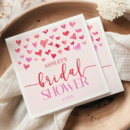 Röda Rosa Hjärtan Valentine Bröllopsfest Pappersservett