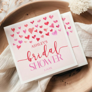 Röda Rosa Hjärtan Valentine Bröllopsfest Pappersservett