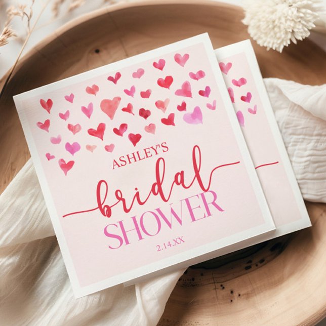Röda Rosa Hjärtan Valentine Bröllopsfest  Pappersservett (Skapare uppladdad)