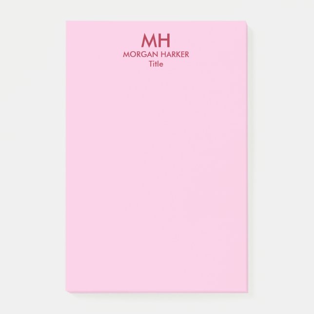 Röda Rosa Minimalistisk Rena Initialer Post-it Block (Framsida)