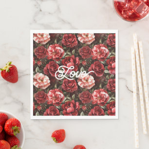 Röda Rosa Rosblommor Pappersservett