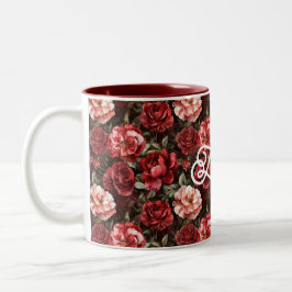 Röda Rosa Rosblommor Två-Tonad Mugg