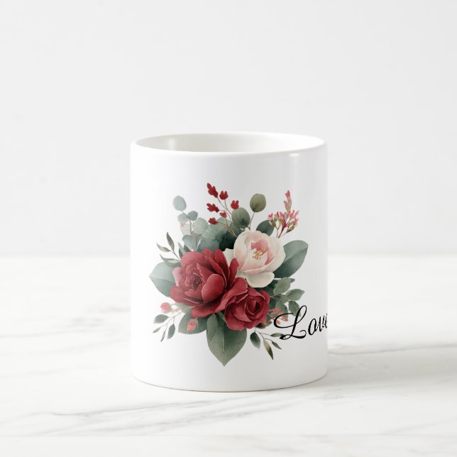 Röda Rosa Rosor Blommig Kärlek Kaffemugg (Center)