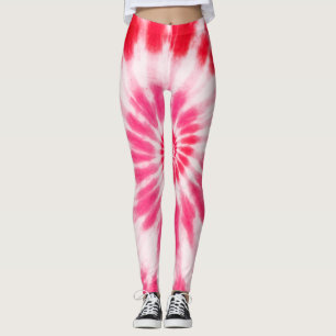 Röda, rosa, vita 90-talets roliga och färgglada Al Leggings