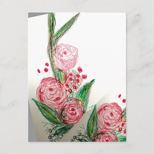 Röda Rosas Asymmetrisk Vykort (Framsida)