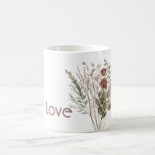 Röda rosblommor kaffemugg