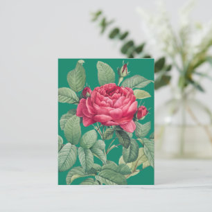 Röda rosblommor med gröna blad TACK Vykort