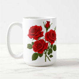 Röda rosbukett kaffemugg