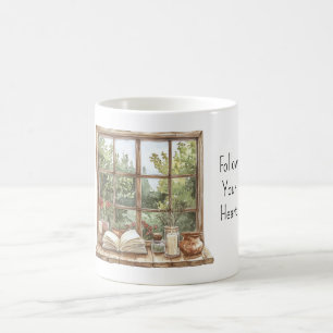 Röda Roser Fönster Kaffemugg
