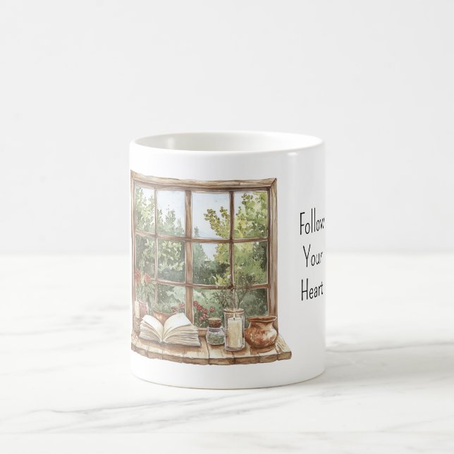 Röda Roser Fönster Kaffemugg (Center)