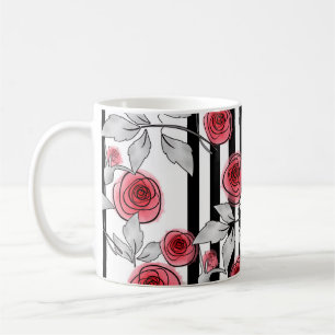 Röda rosor, akvarellrosor kaffemugg