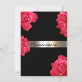 Röda rosor, anpassad Quinceanera-inbjudan Inbjudningar