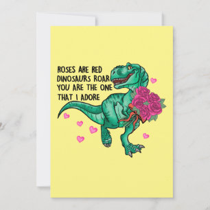 Röda rosor är roliga dinosaurie Alla hjärtans dag Julkort