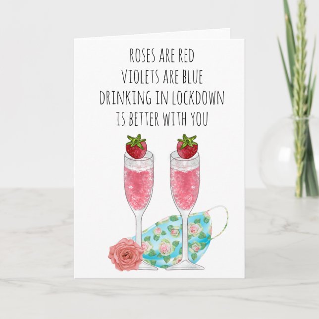 Röda rosor är roliga för lockdown karantän kort (Framsida)