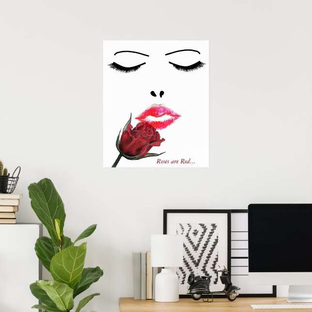 Röda Rosor Bild Poster (Hemmakontoret)