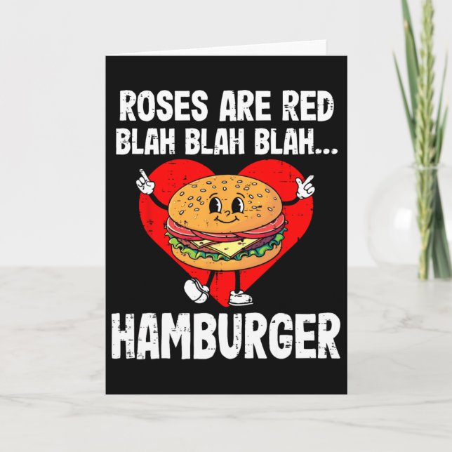 Röda rosor Blah Rolig Alla hjärtans dag Hamburger  Kort (Framsida)