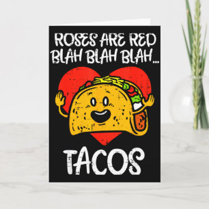 Röda Rosor Blah Tacos Roligt Alla Hjärtans Dag Mat Kort