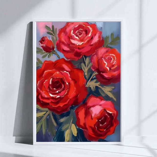 Röda Rosor | Blommig Akvarellmålning Poster (Skapare uppladdad)