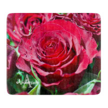 Röda rosor blommig glasskärbräda